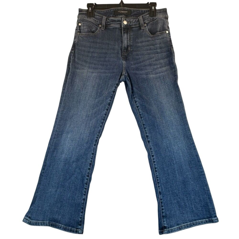 Liverpool Crop Flare Jeans Women's Size 8 29 Sabine Blue Stretch Mid Rise